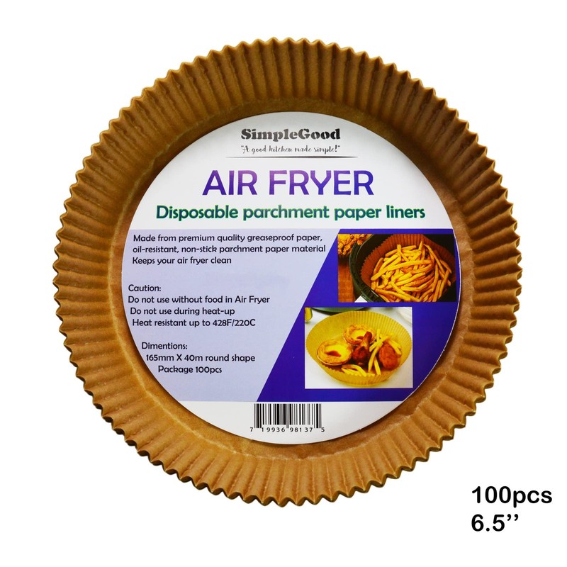 Disposable Paper Liner for Air Fryer 100pcs 6.5'', Non-stick 100, Brown gallery