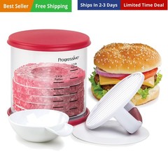 Perfect Burger Press Set – Press & Store Up to 6 Burgers, Non-Skid Base, Non-…