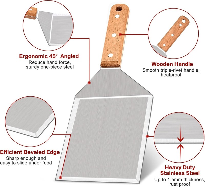 Heavy Duty Griddle Turner for BBQ - 5-Inch Hamburger Spatula with Hanging Hook gallery