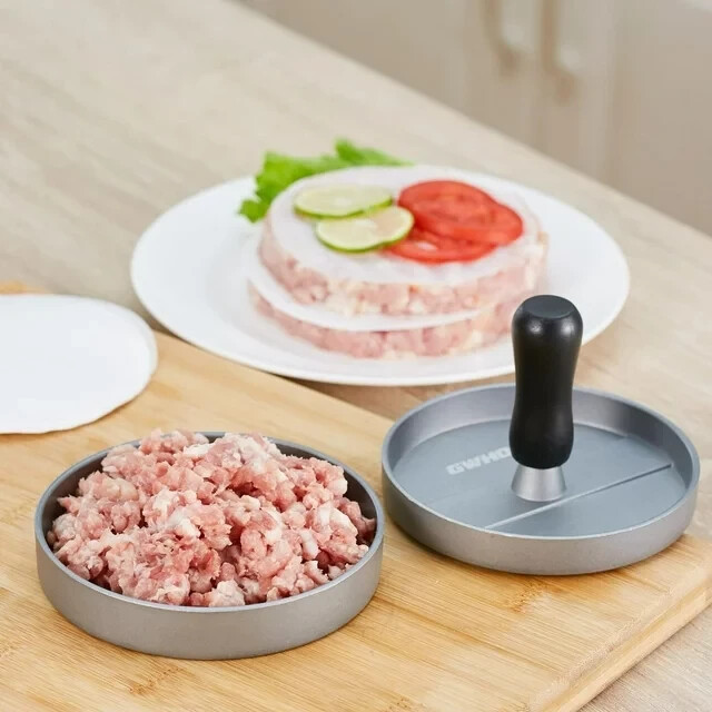 Burger Press Aluminum Hamburger Patty Maker with 100 Wax Papers for BBQ Grill. gallery
