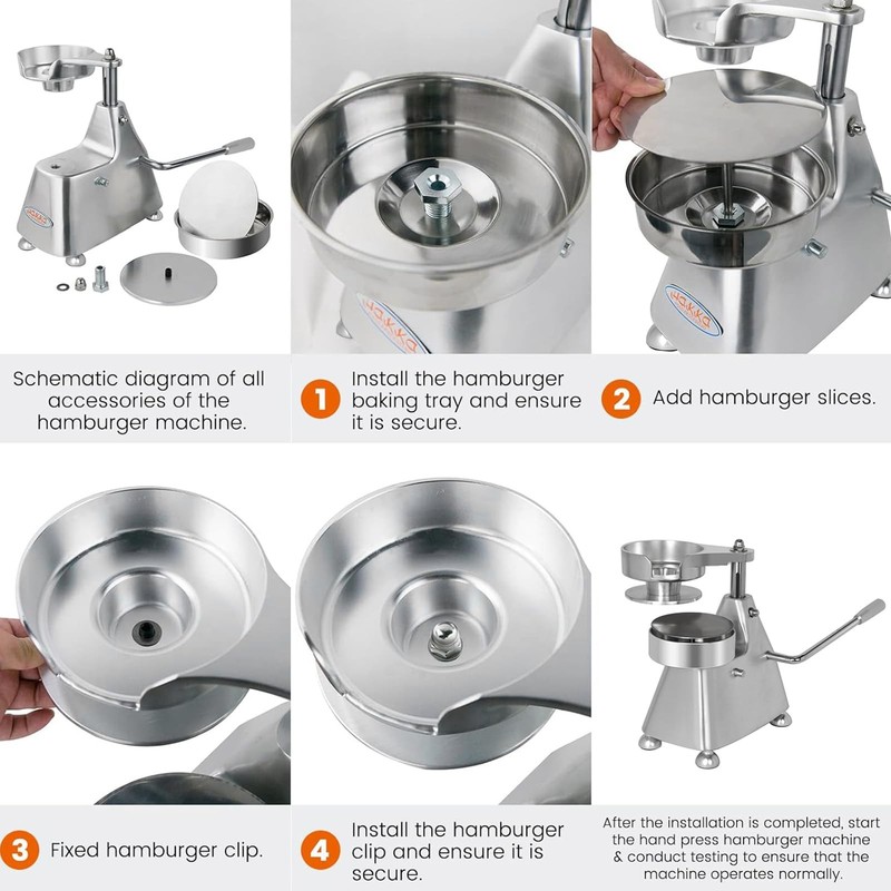Commercial Burger Press - Heavy Duty Stainless Steel with 3 Molds & 1200 Papers gallery