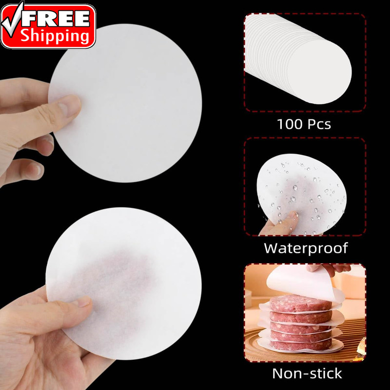 100 Pcs Burger Patty Paper Hamburger Parchment Papers 4 Inch Non-Stick round Ham gallery