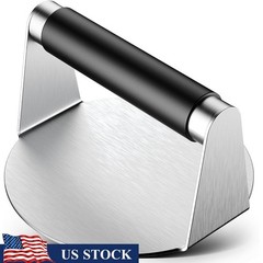 304 Stainless Steel Burger Press W/ Silicone Handle Searing & Cooking Meat New