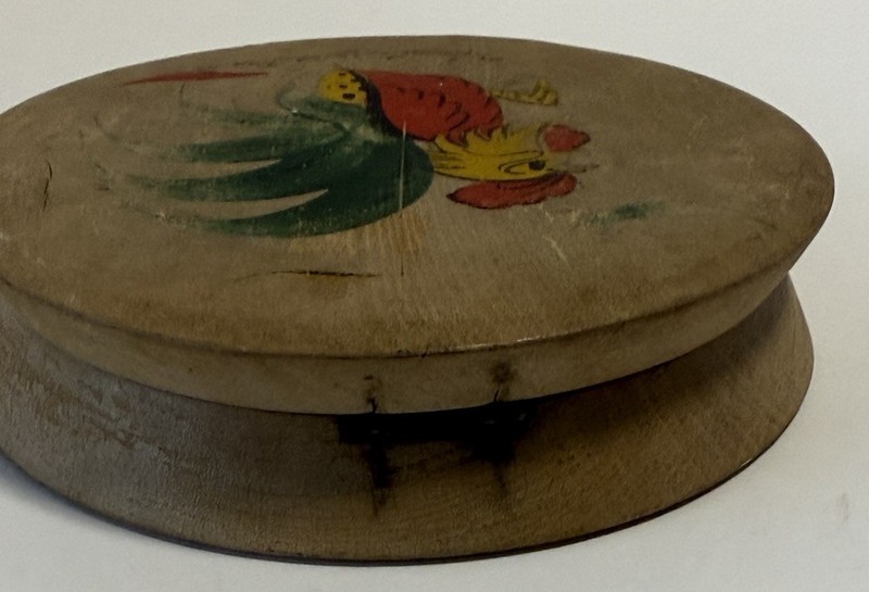 Vtg Wooden Hamburger Press Hand Painted Rooster Mid Century MCM Kitchen Decor gallery