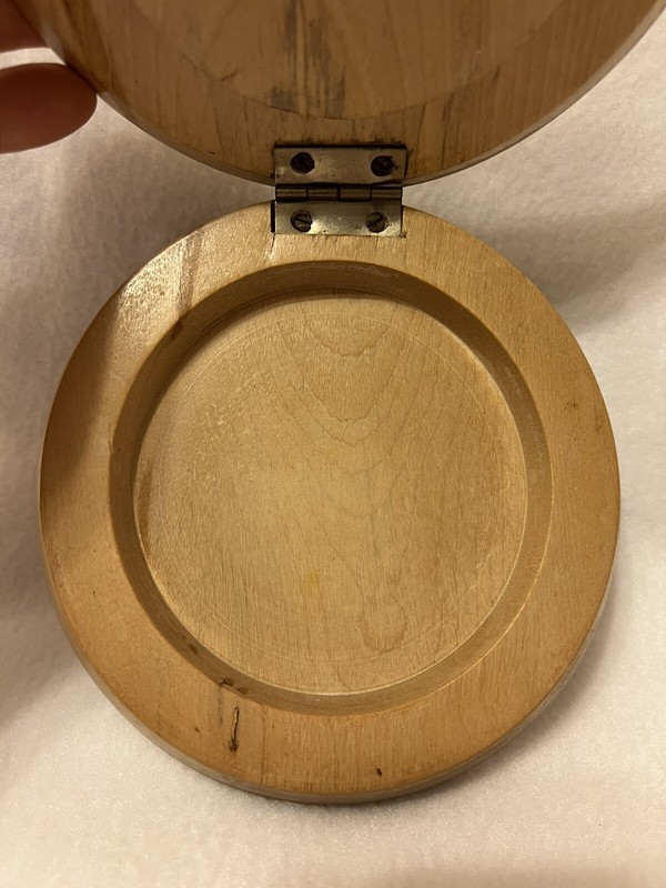 Vintage Wooden Hamburger Patty Press Hinged Lid Hand Painted Chef Japan gallery