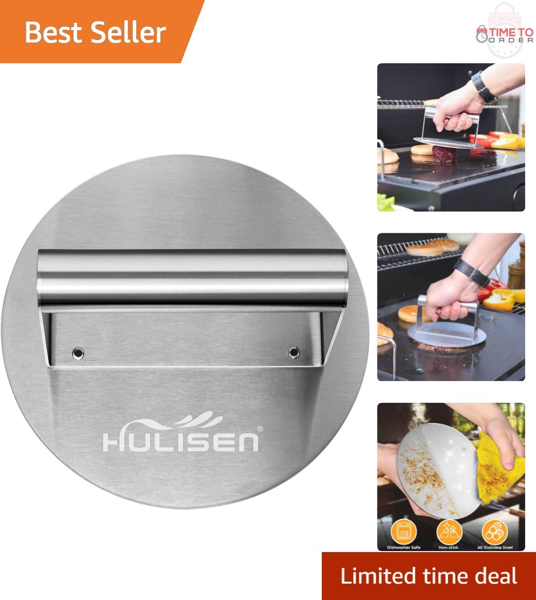 Stainless Steel Burger Press 6.2 Inch Flat Top Griddle Cooking Accessories gallery