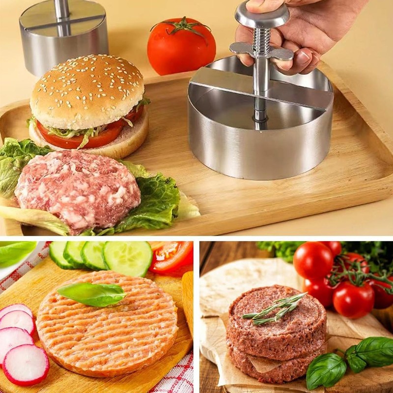 Kitchen Stainless Steel Burger Press Manual Tool for Homemade Juicy Patties gallery