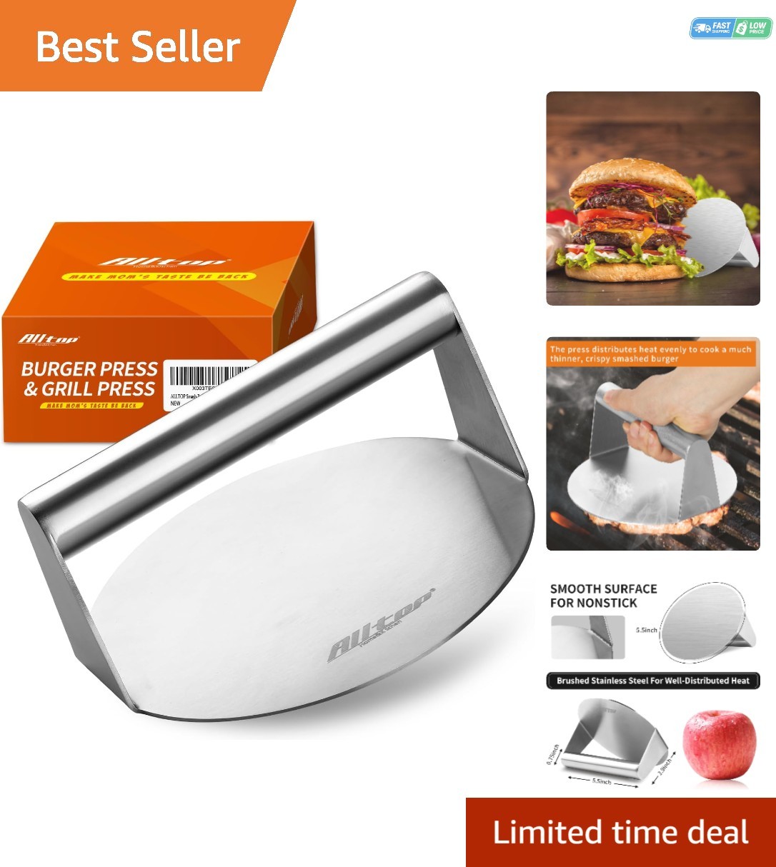 Effortless Cooking with 5.5 Inch Non-Stick Burger Press - Dishwasher Safe gallery