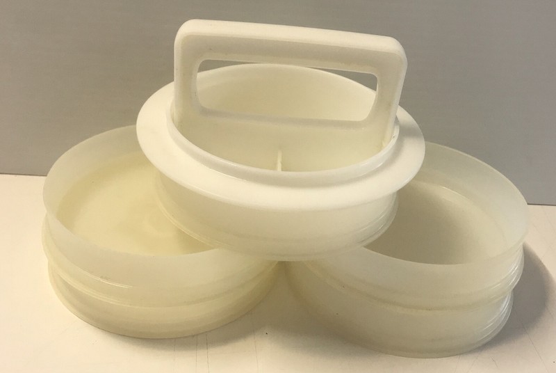 Tupperware Hamburger Press 2 piece With 5 Storage Containers Vintage BBQ Grill gallery