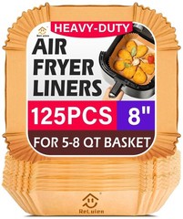 Air Fryer Liners Disposable, 125Pcs Parchment 8Inch-Square-125PCS, Yellow