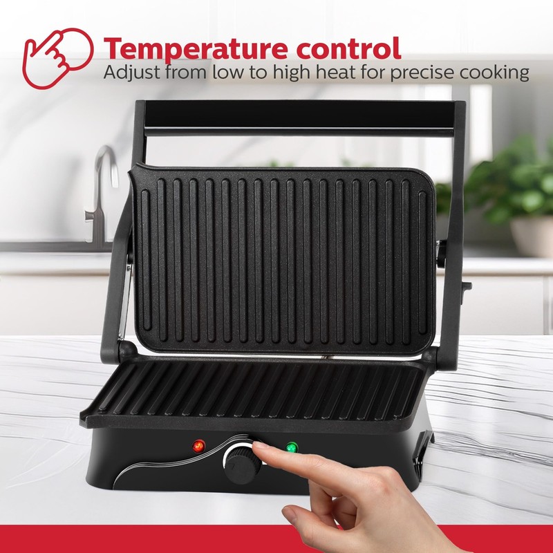 Holstein Housewares 2-Slice Panini Press and Grill - Black/Stainless Steel Sa... gallery