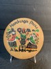 Vintage Wooden Round Hamburger Press 5 5/8" Dutch man and woman with flowers gallery