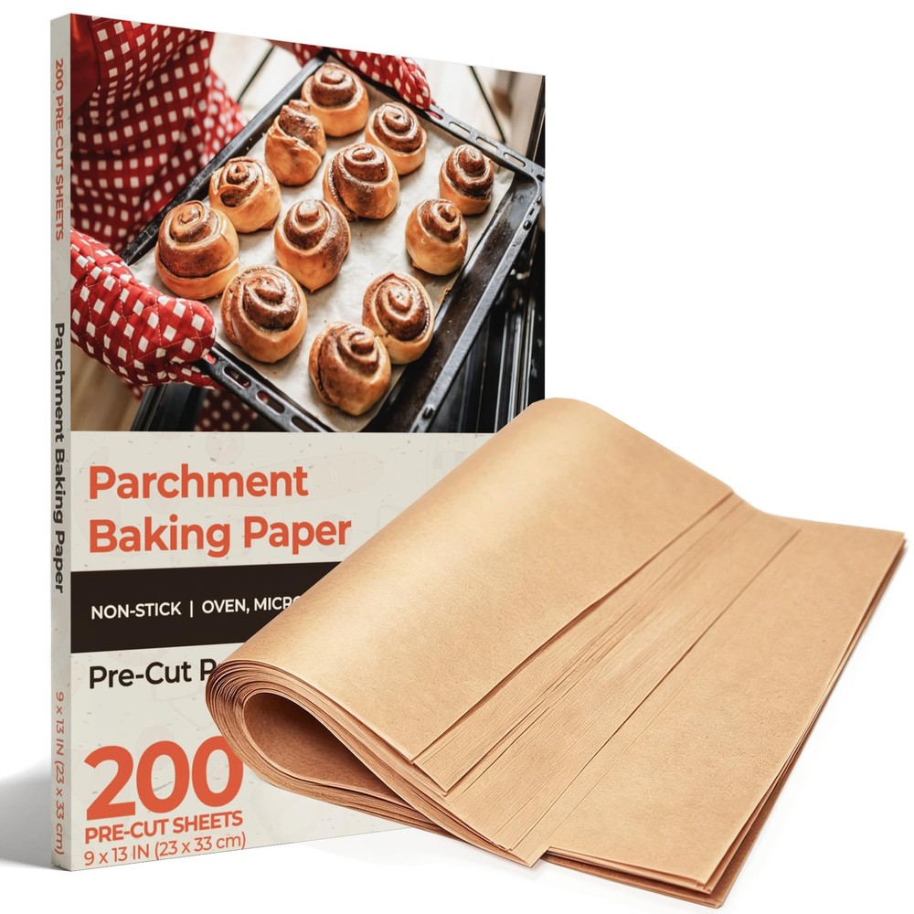 Unbleached Parchment Paper for Baking, 200Pcs,9x13 In, Precut 9*13in, Yellow