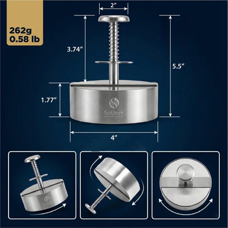 304 Stainless Steel Burger Press Patty Maker 3.9 inch Heavy Duty NonStick BBQ gallery
