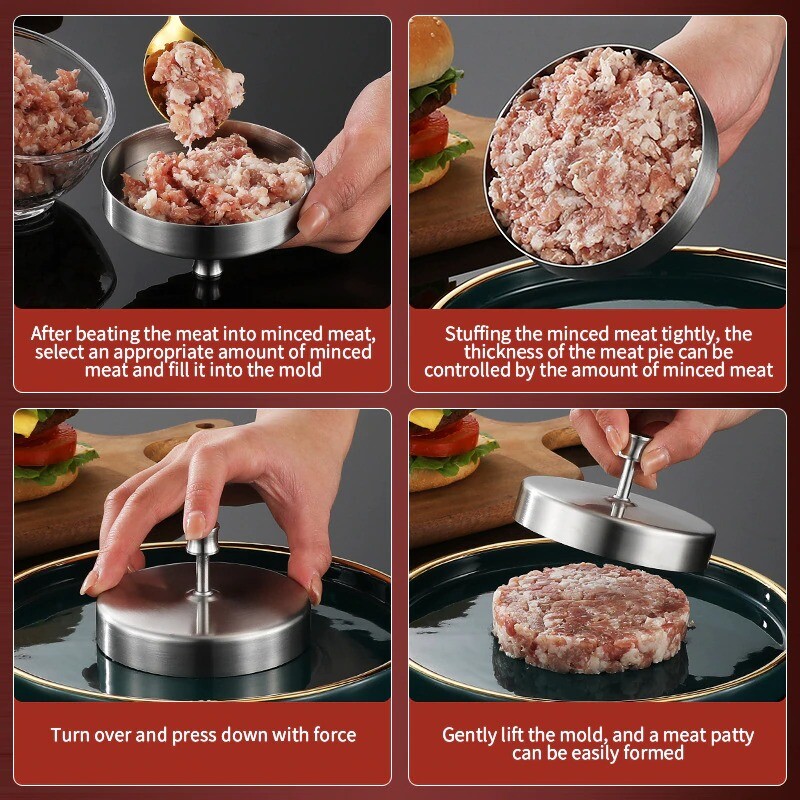 Hamburger Meat Press Maker Round Shape Non-Stick Stuffed Burger Patties Beef gallery