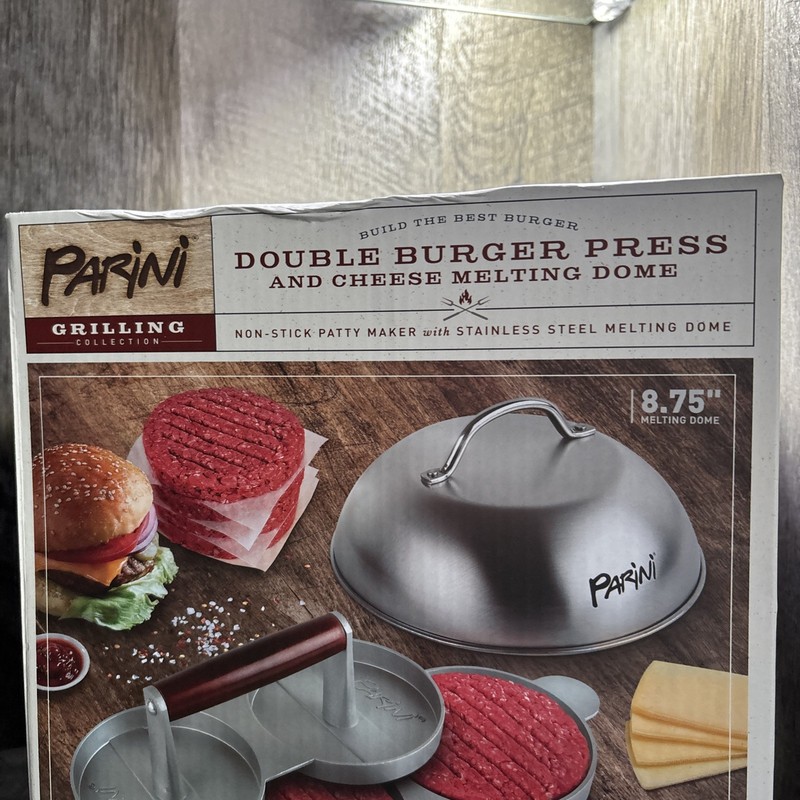 Parini Double Burger Press and Cheese Melting Dome-New in Box gallery