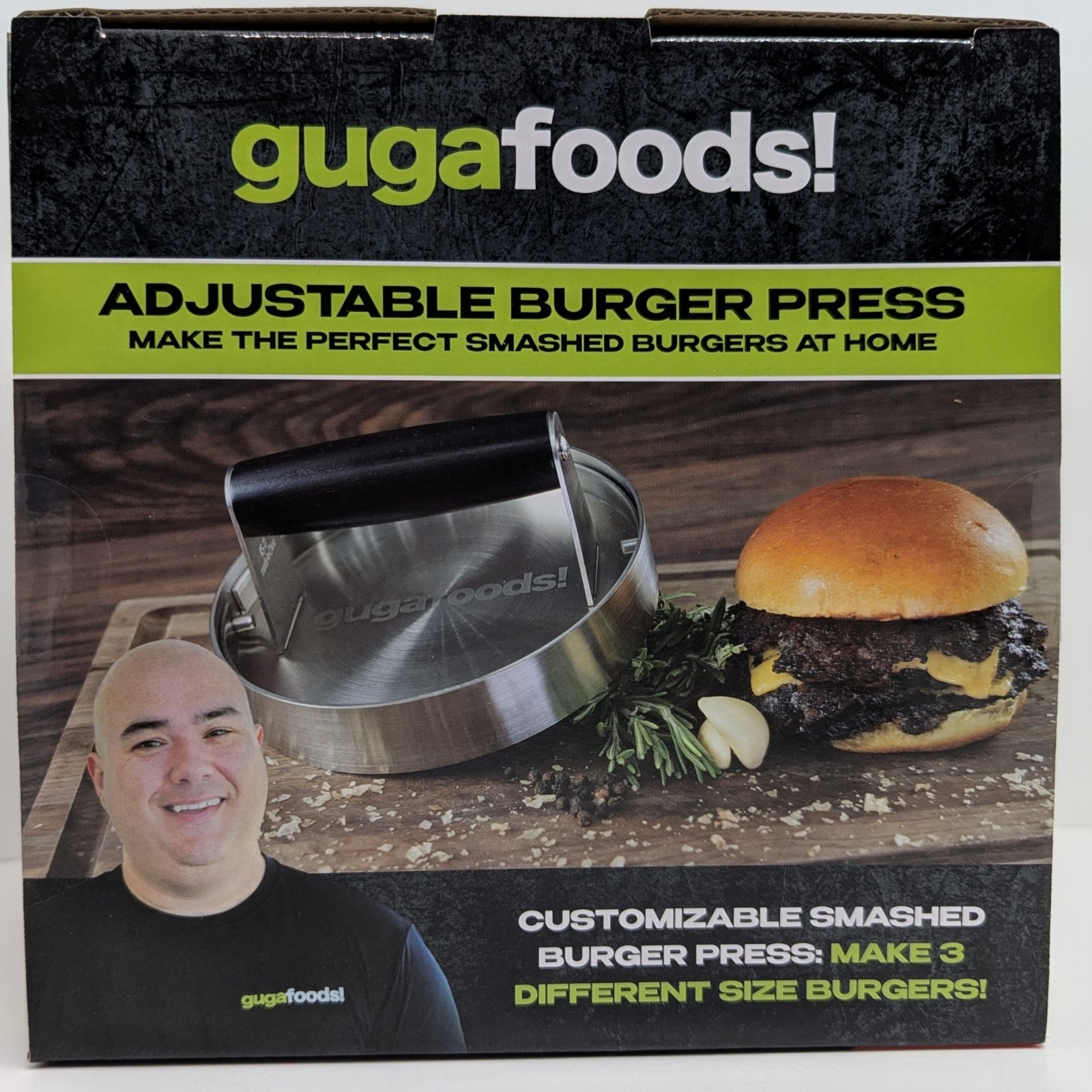 Guga Foods Adjustable Burger Press Makes 3 Sizes Patty Maker Tool Smashed Burger gallery