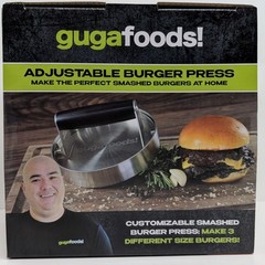 Guga Foods Adjustable Burger Press Makes 3 Sizes Patty Maker Tool Smashed Burger