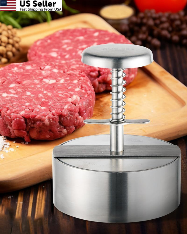 Brigii 304 Stainless Steel Burger Press - 4.5" Hamburger Patty Maker, Silver gallery