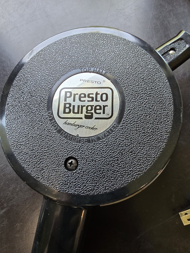 Presto Burger Electric Hamburger Maker Non-Stick Stainless Steel Easy to Use EUC