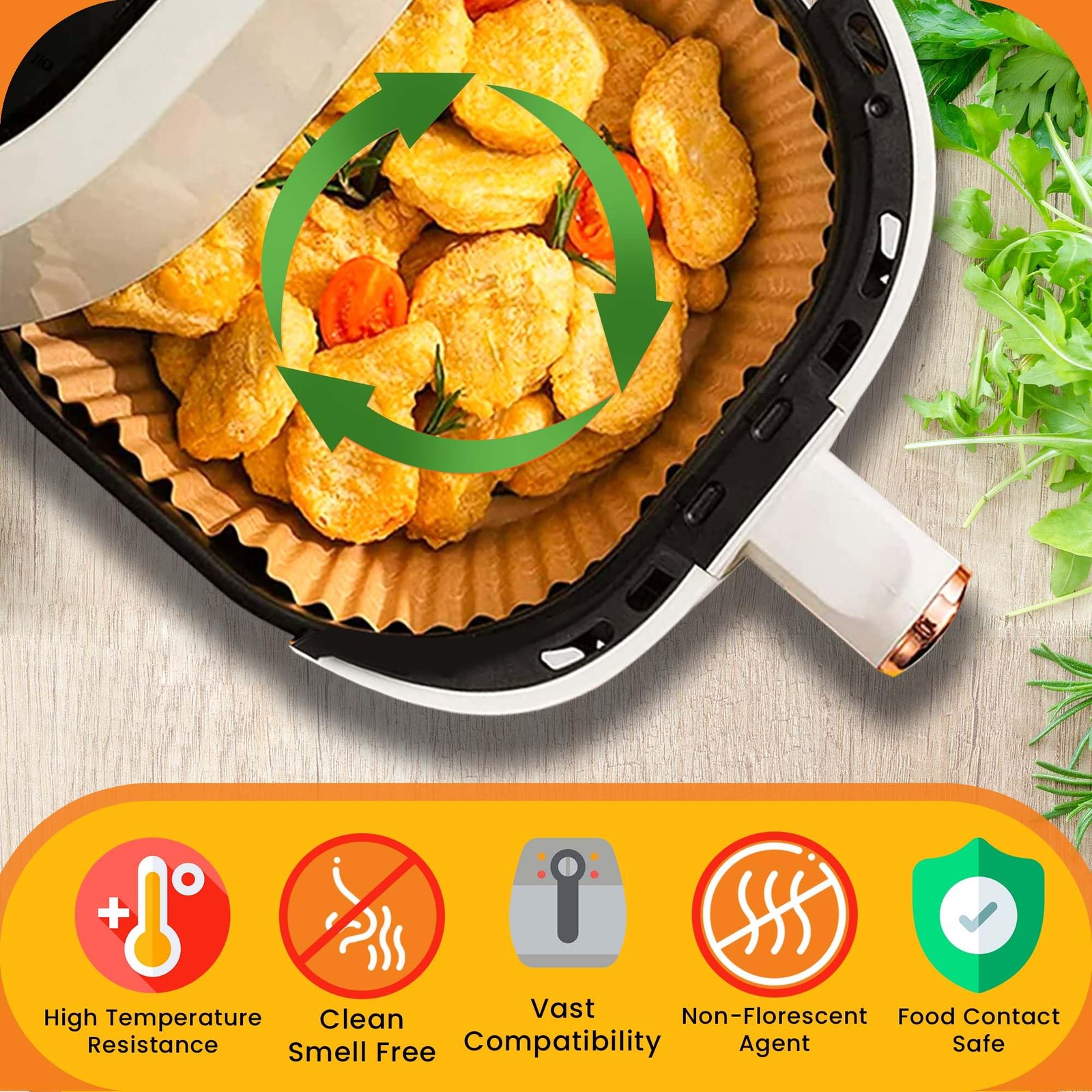 UrbanAir 6.5-Inch Square Air Fryer Paper, Brown gallery