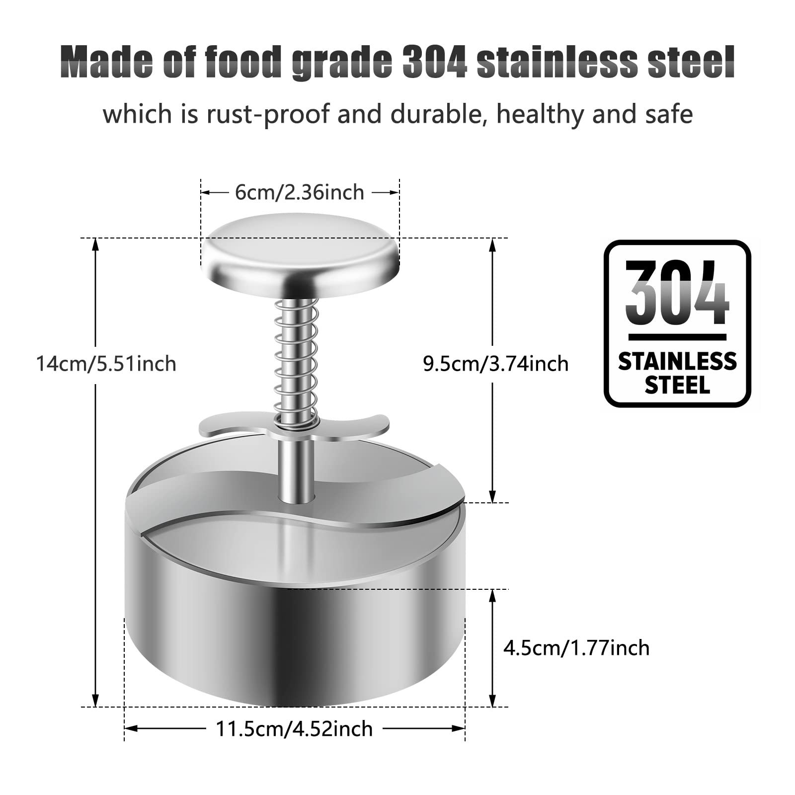 Adjustable 304 Stainless Steel NonStick Hamburger Meat Patty Burger Press BBQ gallery