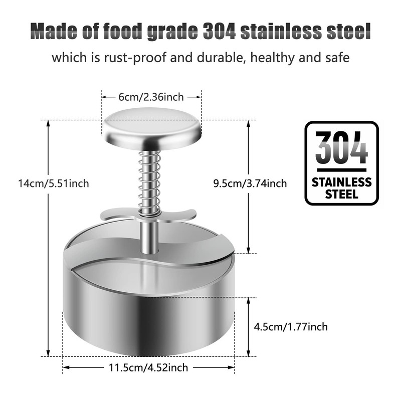 Adjustable 304 Stainless Steel NonStick Hamburger Meat Patty Burger Press BBQ gallery
