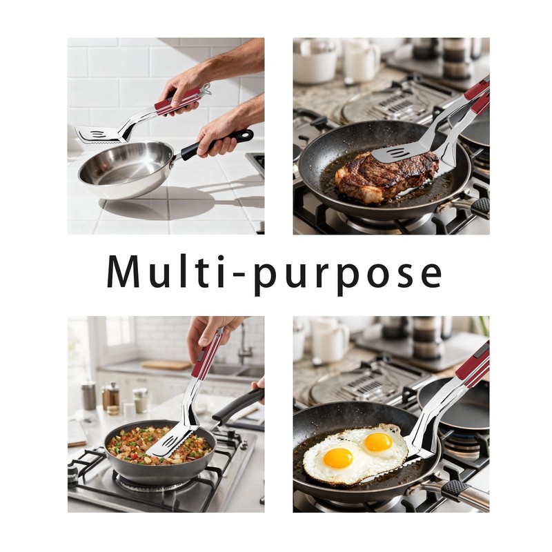 11.5-inch Stainless Steel Tongs for Cooking – Versatile Metal Spatula Tong gallery
