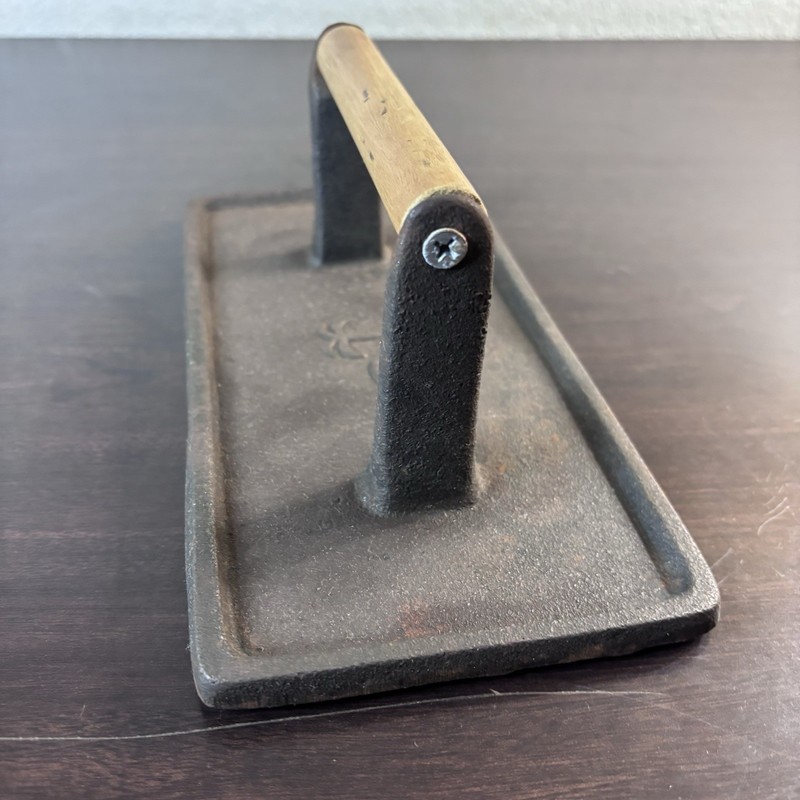 Palm Restaurant Cast Iron 8 3/4” Stovetop/Grill Press With Wooden Handle gallery