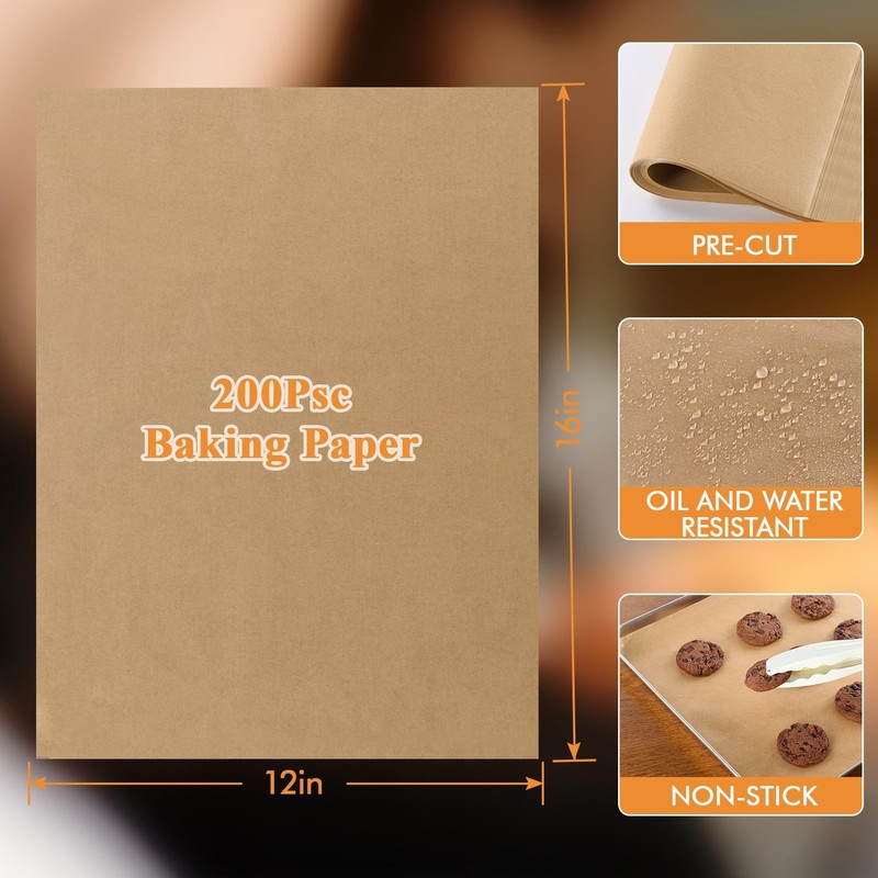MUCHII 200 Pcs Parchment Paper Sheets, 12 x 16 200 Count（pack of 1,12*16Inch） gallery