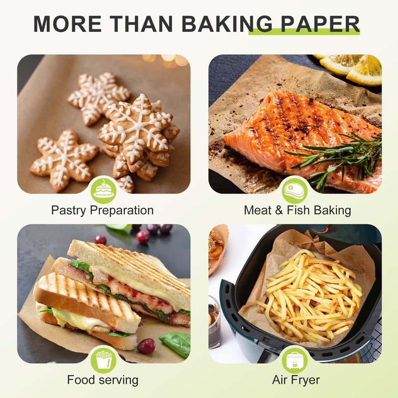 120 PCS Parchment Paper Sheets, 9 x 13 IN Unbleached, Precut 9×13, Unbleached gallery