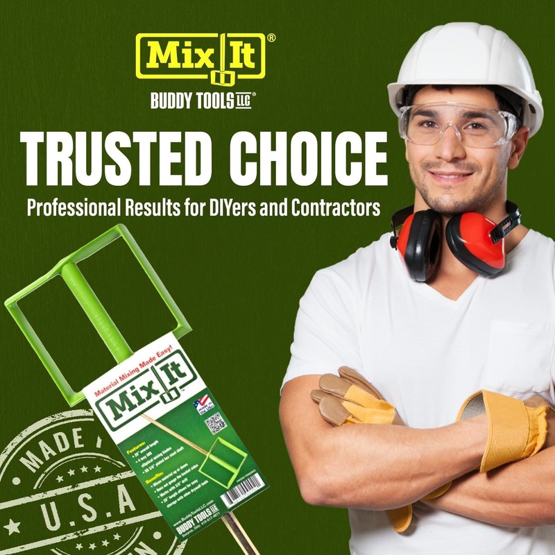 Buddy Tools Mix It, 18" Length – Mud Mixer with Durable ABS Paddle – gallery