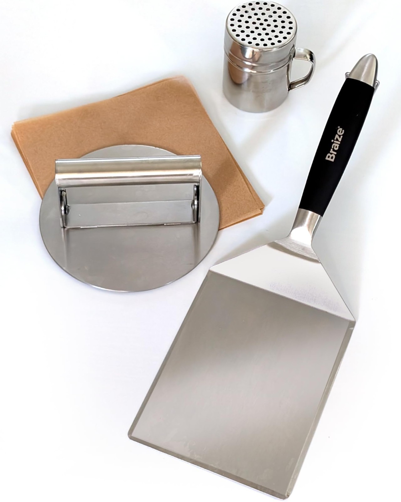 Heavy Duty Burger Press Kit - 6.5" Stainless Steel Smasher Tool for Griddles & P gallery