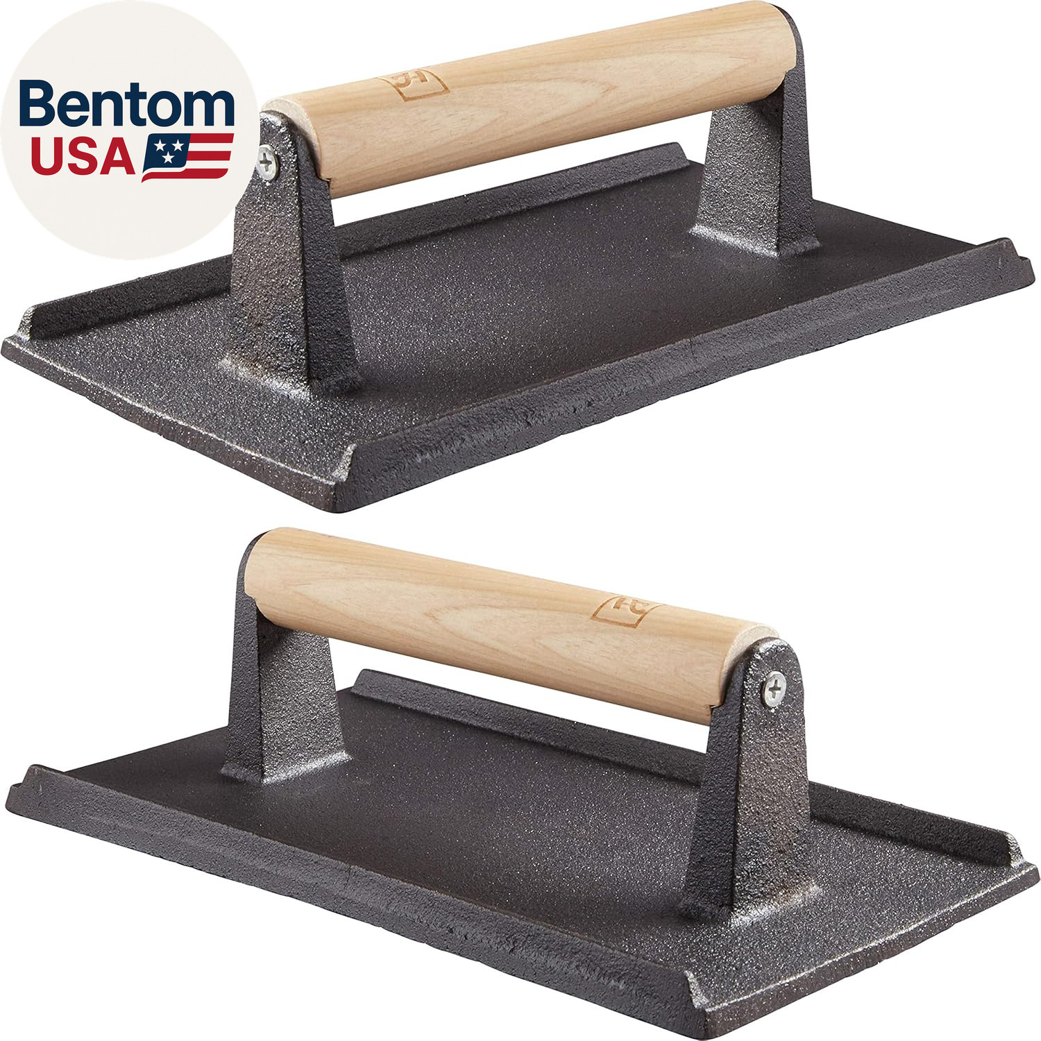 Pro Grade, Pre Seasoned Cast Iron Grill Weight 2Pk. Heavy Duty Steak and Burger gallery