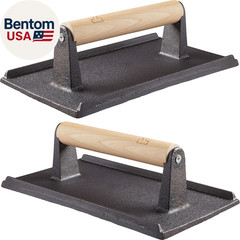 Pro Grade, Pre Seasoned Cast Iron Grill Weight 2Pk. Heavy Duty Steak and Burger