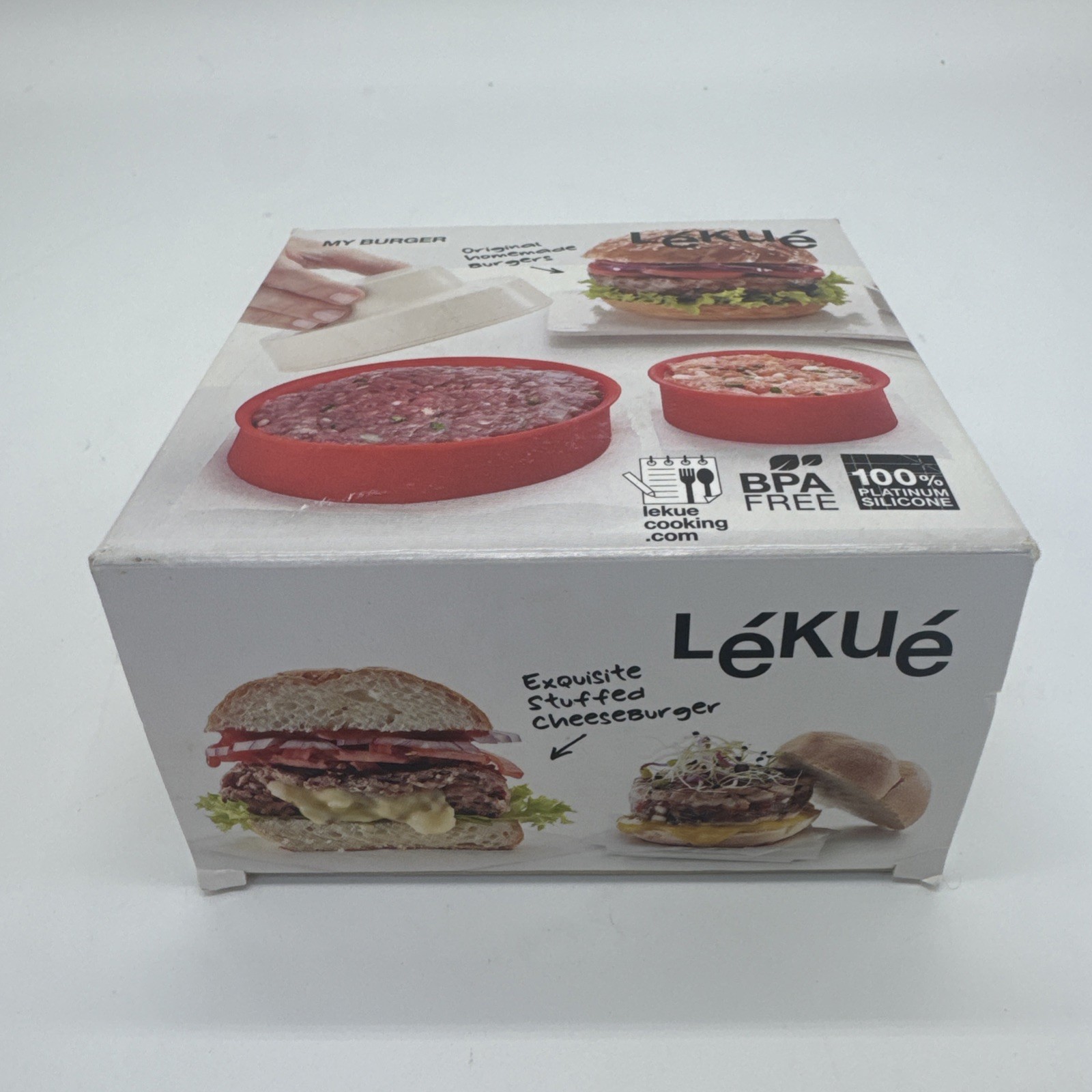 Lekue My Burger Stuffed Hamburger Patty Maker NEW Red BPA Free Silicone gallery