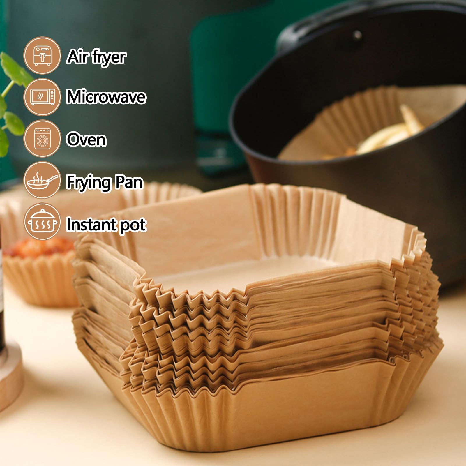 10 Inch Air Fryer Paper Liners, 150Pcs Liner 10 In, Copper gallery