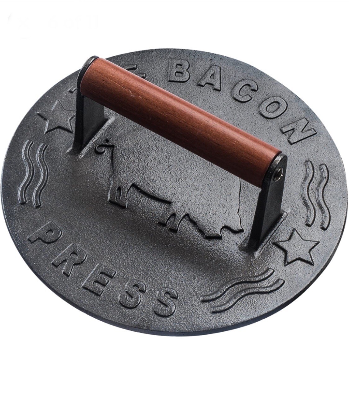 Cast Iron Grill Press Heavy Duty Bacon Press with Wood Handle 8.75 Inch Round gallery