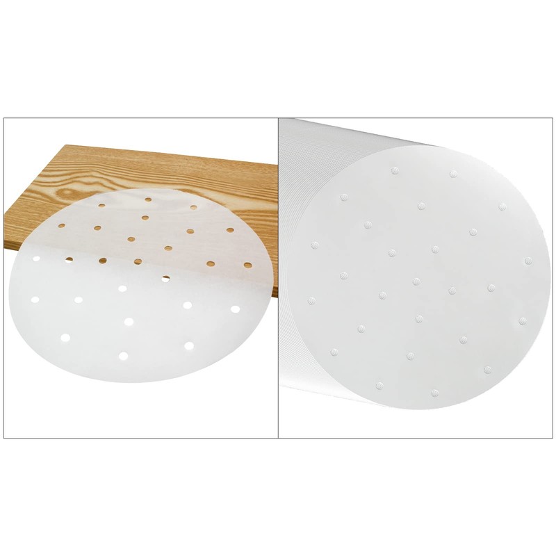 Cionyce 100 Pcs Dumpling Paper Bamboo Steamer 10 Inch 10 Inch, White gallery