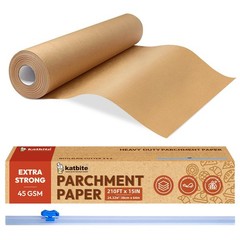 Katbite Unbleached Parchment Paper for Baking, 15 in x 15 x 210 ft, Brown