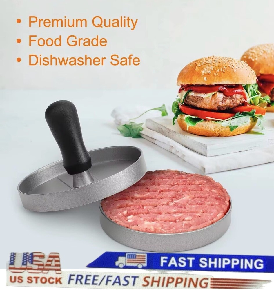Hamburger Patty Maker Round Metal Mould Grill Burger Press - Cooking Tool