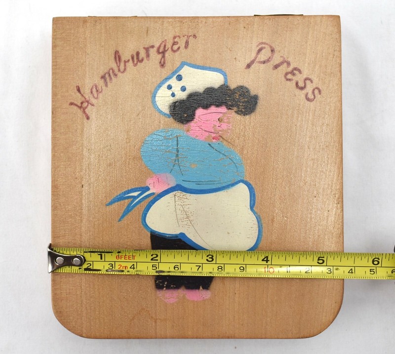 Vintage Folk Art Wooden Hamburger Patty Press Chef Mid Century Kitchen Decor gallery