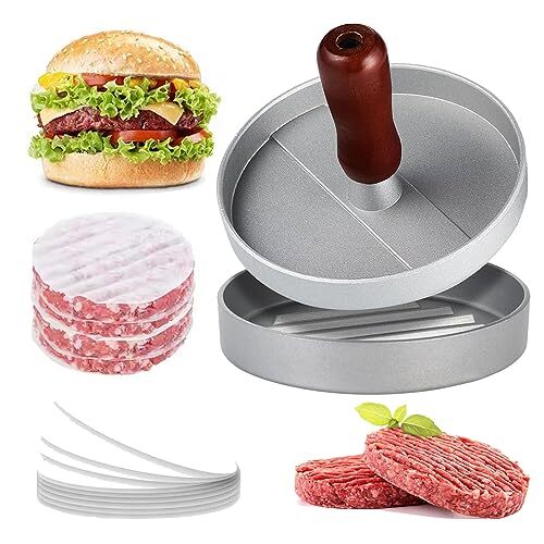 Hamburger Press Patty Maker Mold with 100 Pcs Wax Disc Papers for Cooking