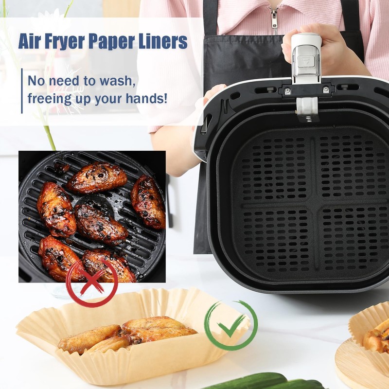 Somoga Thick Air Fryer Paper Liners Disposable 6.5inch-100PCS, Paper-Square gallery