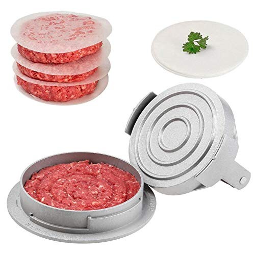 3 in 1 Adjustable Hamburger Burger Press Aluminum Patty Maker 100 PCS Papers gallery