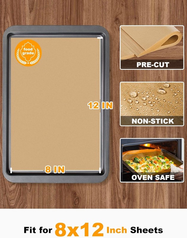 SMARTAKE 200 Pcs Unbleached Parchment Paper Baking Sheets, 8 x 12, gallery