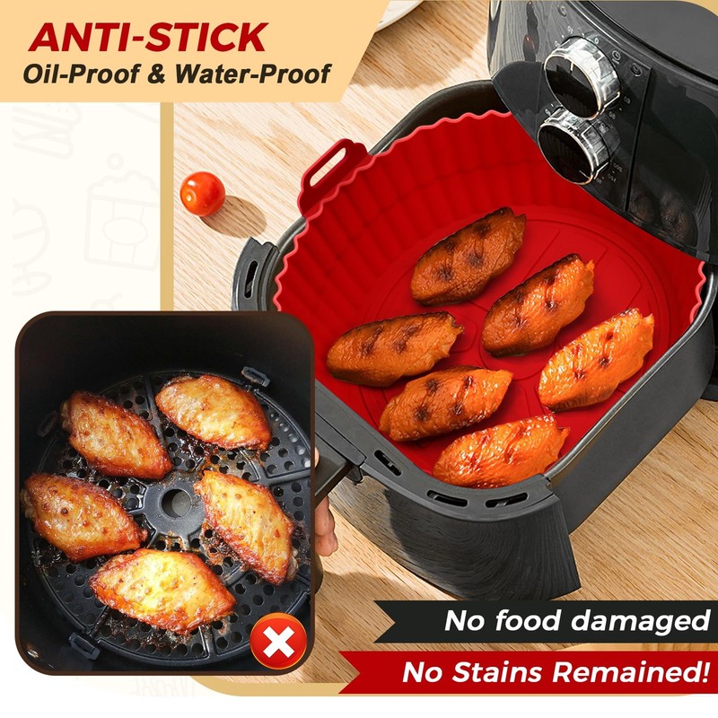 Buauty 3 Pack Air Fryer 7.9*7.9*2 inch, 8" Round 3 Pack: Blue+Green+Red gallery