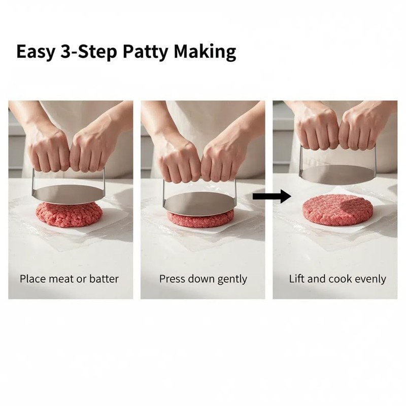 Stainless Steel Smash Burger Press, 5.5 Inch Manual Burger Smasher with Handl... gallery