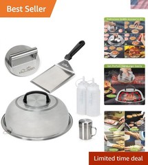 Smashed Burger Kit, Burger Press, 12 Inch Basting Cover, Grill Spatula, Spice…
