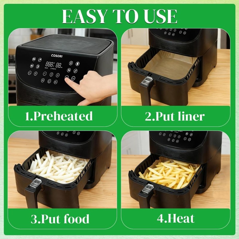 BYKITCHEN 300PCS Disposable Air Fryer Paper 8 inch for 5-8 QT-300PCS, Nature gallery